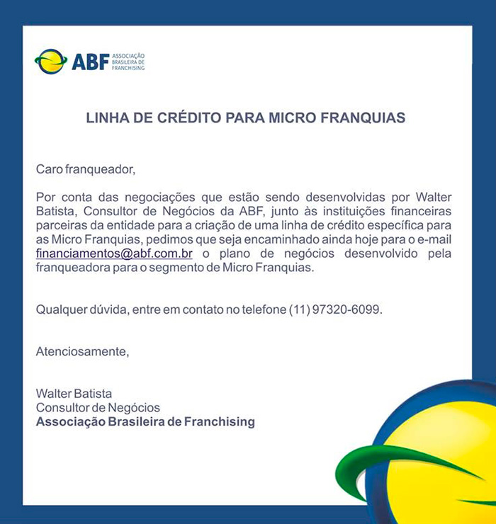 Linhas de crédito para Micro Franquias