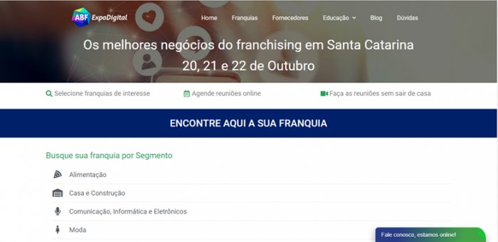Feira Digital de Franquias da ABF traz oportunidades de investimentos a SC
